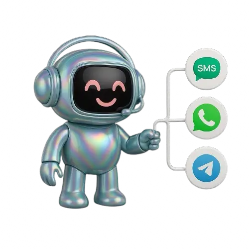 Messaging support bot connected to SMS, WhatsApp and Telegram